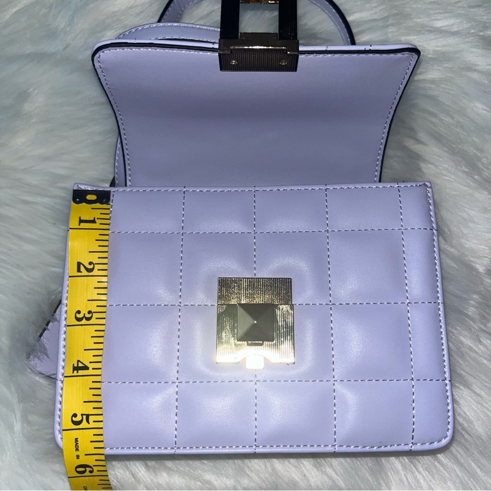 Aldo Lavender Quilted Crossbody Satchel with Gold Hardware - Picture 11 of 13